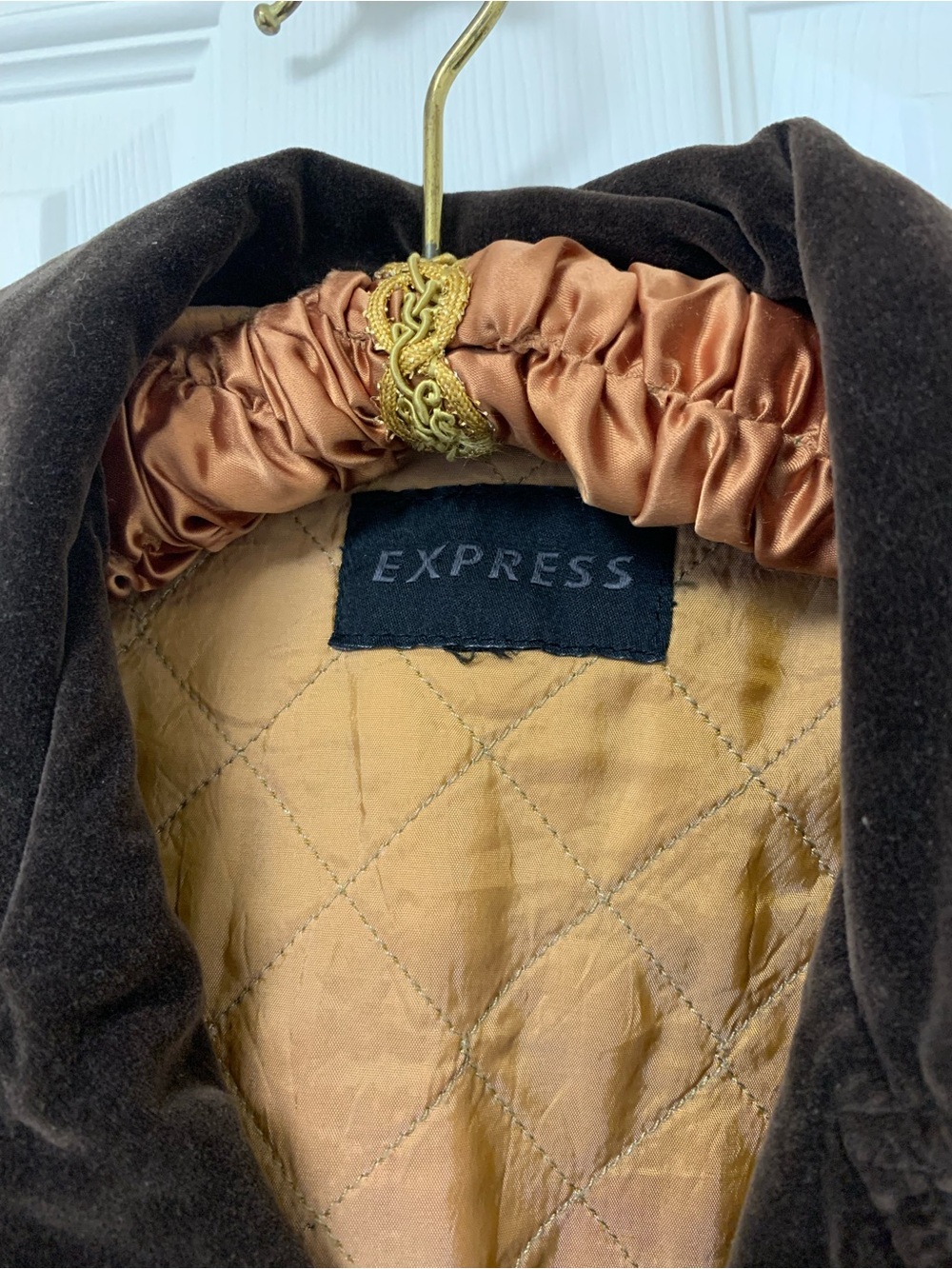 Y2K Express Brown Velvet Double-Breasted Pea Coat - Picture 5 of 10